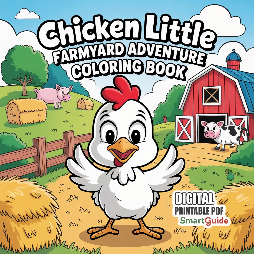 Chicken Little – Farmyard Adventure Coloring Book (Digital Printable PDF) | SmartGuidepro